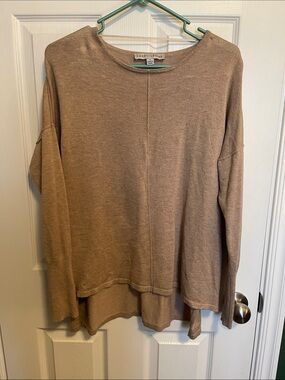 Larry Levine Taupe Layered Crewneck Pullover